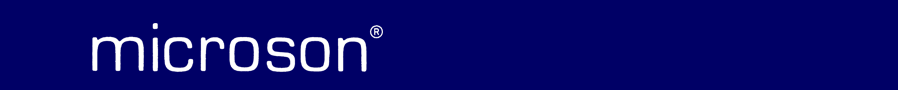 Logo microson auf blauem Farbbalken